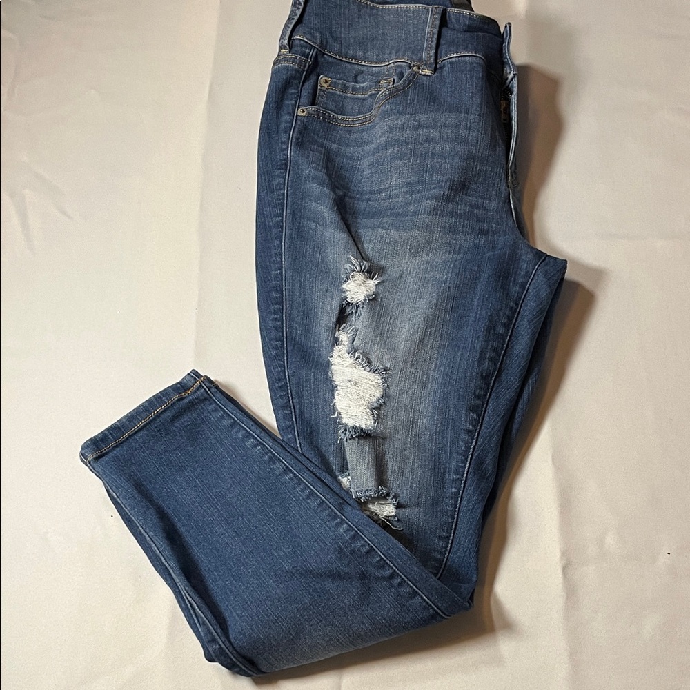 Edgy Torrid Blue Distressed Skinny Jeans size 14 - Picture 4 of 4